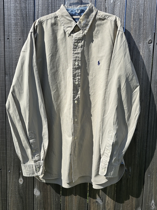 Ralph Lauren Other - Ralph Lauren Shirt Mens Large Beige Button Down Long Sleeve Pony Logo Casual